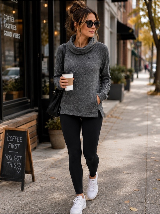 Nike Sweaters - Nike Grey Marled Cowl Neck Pullover Women’s XS Cozy Athleisure Sweater